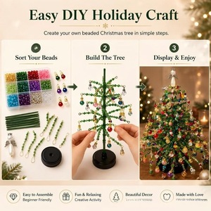 Kit DIY d'arbre de Noël perlé, mini décoration de table de 3 mm pour présentoir de bureau ou d'étagère - Product Image 4