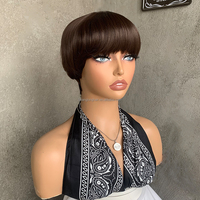 Perruque courte naturelle fabriquée à la machine pour femmes, en fibre résistante à la chaleur, perruque synthétique courte de style pixie sans colle