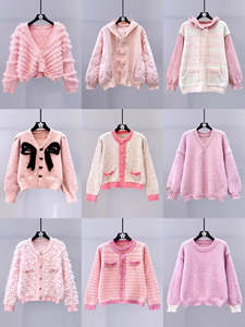 Maglione coreano dolce da <span class=keywords><strong>donna</strong></span> <span class=keywords><strong>Cardigan</strong></span> a maglia corta 2025 autunno e inverno nuovo Top stile pigro che riduce la ciliegia - Product Image 4