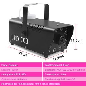 Nouvelle unité d'effets spéciaux professionnelle 700W RGB 3-en-1 LED Mini Générateur de Brouillard avec Télécommande Sans Fil IP20 Utilisation Intérieure Débit de Fumée 200 CFM - Product Image 2