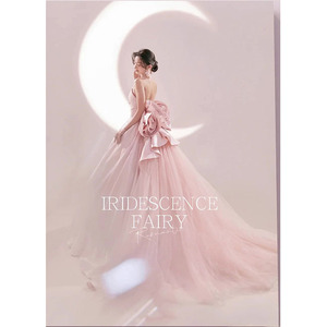 Iridescent Fairy Strapless Pink Ball Gown Wedding Dress Empire Waistline Organza Satin For Couples - Product Image 2