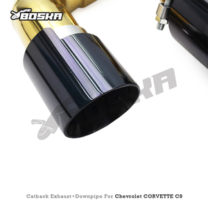 Échappement arrière Boska personnalisé en acier inoxydable plaqué or à flux libre pour Chevrolet CORVETTE C8 2019-2025 – Embouts de silencieux - Product Image 6