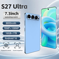Smartphone S27 Ultra 5G Android 15 Écran LCD HD 7,3 pouces 120Hz 16 Go de RAM 1 To de stockage Deca Core Double SIM GPS