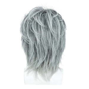 Parrucca Corta Marrone da Uomo con Riccioli Esterni e Frangia Lunga Laterale, <span class=keywords><strong>Capelli</strong></span> Lisci, Rete in Seta Rosa, Fibra Resistente alle Alte Temperature - Product Image 6