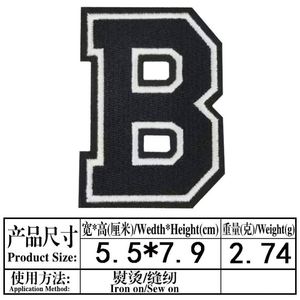Nouveau patch thermocollant brodé intégral de 11,3 cm/7,9 cm avec logo lettre noire pour la décoration de vêtements et de chapeaux - Product Image 3