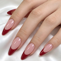 Amandelvormige opzetnagels wijnrood ABS Franse stijl volledige dekking kunstnagels voor vingers herbruikbaar verwijderbare nagelkunst patches