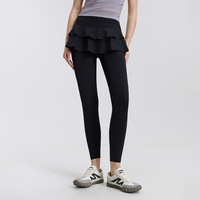 Leggings de Yoga YIYI de Cintura Alta 2 en 1 con Falda Plisada, Leggings Deportivos de Spandex para Tenis, Baile, Pickleball, con Falda Fluida para Mujer
