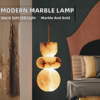 Luminaire suspendu moderne minimaliste en marbre d'albâtre, design espagnol, en laiton, LED à intensité variable, pour chambre, salle à manger, hôtel, bar