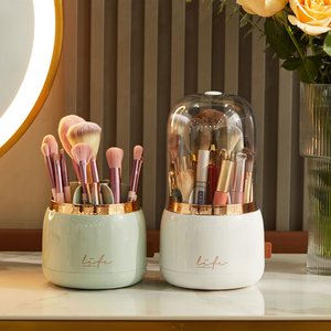GREENSIDE ember penyimpanan kuas Makeup, kapasitas besar tahan debu bentuk bulat plastik untuk penyimpanan tas lipstik pensil alis - Product Image 1