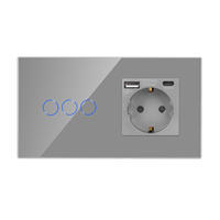 Bingoelec-Interruptor táctil de 3 entradas y 1 vía, enchufe alemán con USB A + C, 18W, carga rápida para el hogar
