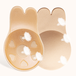 You Beauty Push up Rabbit <strong>Shape</strong> <strong>Nipple</strong> Covers Strapless Self Adhesive Plunge Bra Invisible Spandex/Nylon Nude/Black 9.5cm - Product Image 4