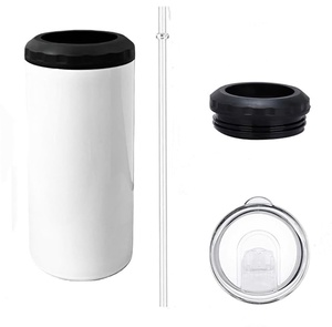 Enfriador de latas de sublimación 4 <span class=keywords><strong>en</strong></span> 1 de 16 oz, de acero inoxidable, aislado, para latas delgadas, <span class=keywords><strong>en</strong></span> blanco para sublimación, blanco, delgado - Product Image 1