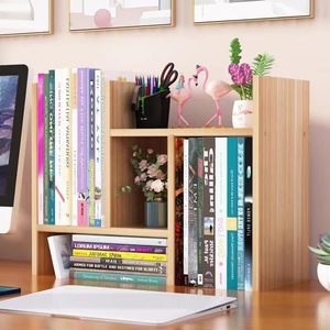 Organizador de Escritorio, Estante de Almacenamiento para Oficina, <span class=keywords><strong>Pequeño</strong></span> Estante de Exhibición de Madera Ajustable, Librero Expandible para Escritorio, Mini Librero de Sobremesa - Product Image 1