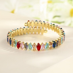 Nuova Tecnologia Bracciale Regolabile in Cristallo con Zirconia Colorata Placcato Oro 18K - Product Image 3