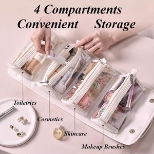 Neceser de viaje 4 bolsa de maquillaje colgante transparente desmontable con múltiples compartimentos - Product Image 4