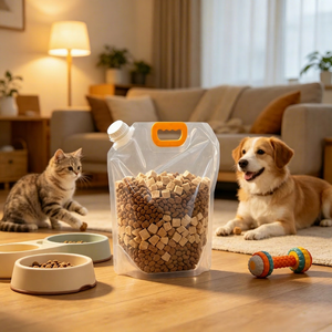 Custom Printed 5L <b>Transparent</b> Spout <b>Bag</b> For Monitoring Pet Food Levels - Product Image 1