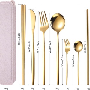 Juego de Cubiertos de Viaje de Acero Inoxidable Personalizable con Logotipo/Caja, con Cuchillo, Cuchara, Tenedor y Pajita, con Estuche - Product Image 2