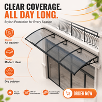 Auvent/canopée extérieur en polycarbonate pour balcons, patios et jardins, avec une grande gouttière de drainage et une protection UV.