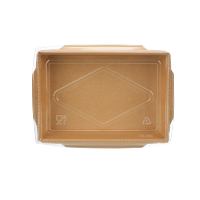 Boîte à salade jetable en papier kraft écologique avec couvercle transparent, qualité alimentaire, pour plats à emporter, préparation de repas, traiteur, fruits