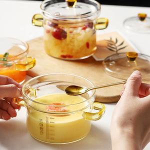 Ragoût en verre couvert, poêle en verre résistant à la chaleur et pot couvert, adapté aux pâtes, à la soupe, au lait, aux aliments pour bébés - Product Image 4