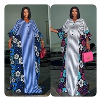 Robe longue de luxe africaine 2026 style Bubu, imprimé floral rayé, Kaftan ample, tenue Dashiki nigériane