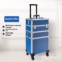 Trolley de Maquillage Multi-Niveaux Grande Capacité, Valise de Rangement Multifonction en Alliage d'Aluminium pour Maquillage, Onglerie et Coiffure, Tendance