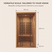 Sauna électrique moderne Ploutara Contractor 120 cm en bois de pruche canadien A+ avec vapeur infrarouge, faible EMF <2mG, chauffage rapide en 15 min, certifié ETL, modulaire