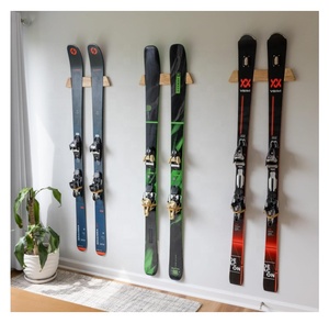 Può contenere 50 libbre in legno massello supporto per esposizione a parete in legno minimalista <span class=keywords><strong>portasci</strong></span> - Product Image 6