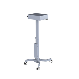 Chariot de travail moderne pour hôpital, en aluminium gris, avec 4 roues silencieuses et ressort à gaz, pour ordinateur portable et moniteur - Product Image 3