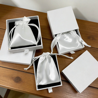 Boîte d'emballage coulissante pour bagues et boucles d'oreilles - Coffret cadeau de luxe personnalisé avec logo + ensemble sac en flanelle