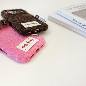 Étui de téléphone en polaire bouclée couleur unie, avec joli pendentif en cuir, coque de protection antichoc pour iPhone 15 Pro Max <span class=keywords><strong>14</strong></span> 16 17 Pro Max - Product Image 6