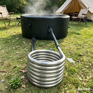 Camping <b>Inflatable</b> Wood Fire Hot Tub Drop Stitch Spa Hot Tub with Stainless Steel Wood Heater for Outdoor Backyard Garden - Product Image 3