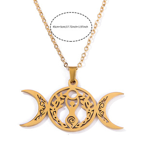 Collier creux en acier inoxydable avec pendentif nœud celtique pour femmes, design géométrique, forme irrégulière, bijoux à la mode - Product Image 4