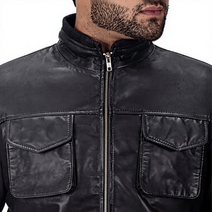Premium Genuine Leather Winter Casual Jackets for <b>Men</b> Stand Collar Waterproof Zipper Dyed Washed Front Soft Comfortable Durable - Product Image 4