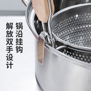 Stainless Steel Perforated Strainer Set With Wooden Handle For Kitchen Cooking And Food <b>Draining</b> Multiple Sizes Available - Product Image 3