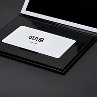 Cartes de vœux personnalisées en papier artistique mat noir et blanc écologiques, emballage de boîte de cartes de crédit avec pages d'insertion, cadeau et fait main