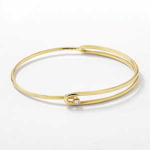 Hạnh Phúc vẻ đẹp không thấm nước không gây dị ứng tùy chỉnh 925 Sterling bạc 18K mạ vàng cổ điển độc đáo Trắng <span class=keywords><strong>CZ</strong></span> liên kết vòng <span class=keywords><strong>Bangle</strong></span> - Product Image 2