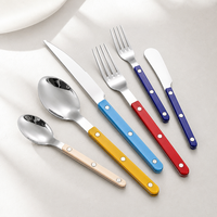 Ensemble de couverts de style bistrot français de haute qualité, cuillère et fourchette, couteau à beurre, manche riveté en ABS, acier inoxydable 304