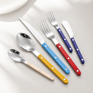 Juego de Cubiertos de Alta Calidad Estilo Bistro Francés, Cuchara, Tenedor, Cuchillo para Mantequilla, Mango Remachado de ABS, Acero Inoxidable 304 - Product Image 4