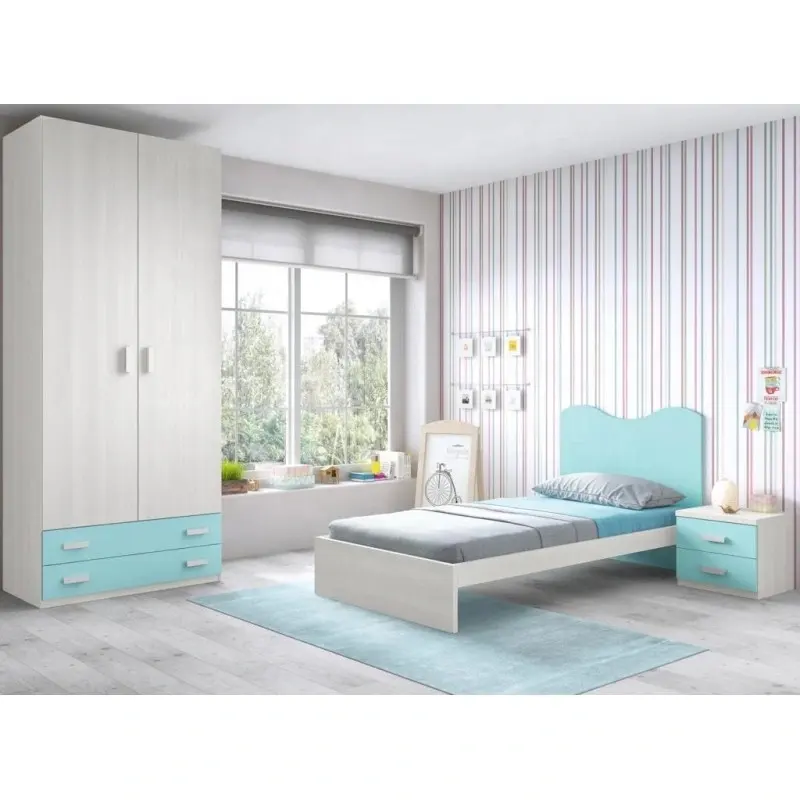 Nova 21ETAD004 Jong Kid 'S Slapen Bed Kamer Complete Set Houten Peuter Bedden Lichtblauw Kinderen Slaapkamer Meubilair Sets