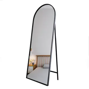 침실 거실 miroir espejo에 대 한 사용자 정의 고급 방 장식 큰 긴 금 금속 프레임 전체 길이 서 있는 바닥 거울