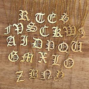 Bán Buôn Giá Rẻ Bảng Chữ Cái Gothic 26 Chữ Charm Trang Sức Thép Không Gỉ A-Z Chữ Cái Tiếng Anh Cũ Chữ Cái Ban Đầu Vòng Cổ Mặt Dây Chuyền - Product Image 1