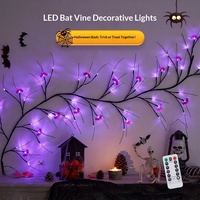 Lumière LED en rotin pour Halloween, ambiance d'horreur pour le Festival des Fantômes, lumière de simulation d'araignée et de chauve-souris, étanche pour l'extérieur, à intensité variable