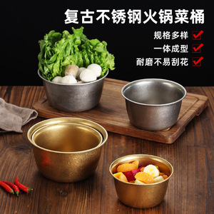 Retro Stainless Steel Bowl Durable Solid Color For Camping And Hotel Meals - Product Image 3