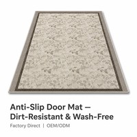 Tapis d'entrée haut de gamme anti-déchirure à motif feuilles, grand tapis de sol en PVC gris-beige avec cadre, design moderne et antidérapant, tapis de sol artistique organique
