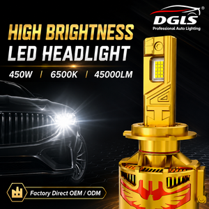 Ampoules de phare <span class=keywords><strong>LED</strong></span> DGLS D45 haute puissance 450W 45000LM, puce CSP 5080, H4 H7 H11, blanc froid 6500K, sans erreur Canbus, pour <span class=keywords><strong>voiture</strong></span> - Product Image 1