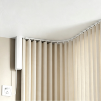 Système de rail de rideau de bureau à plis ondulés silencieux S-Wave avec rail motorisé intelligent compatible Z-Wave pour un fonctionnement fluide