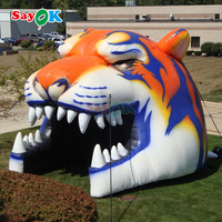 Tunnel gonflable de mascotte de tigre de conception libre de Sayok tente gonflable de tunnel de football de tête de tigre