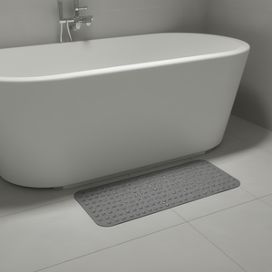 Alfombra de baño antideslizante de 39 x 16 pulgadas, rectangular, de PVC gris, con ventosas para protección del suelo de la bañera y la ducha - Product Image 2