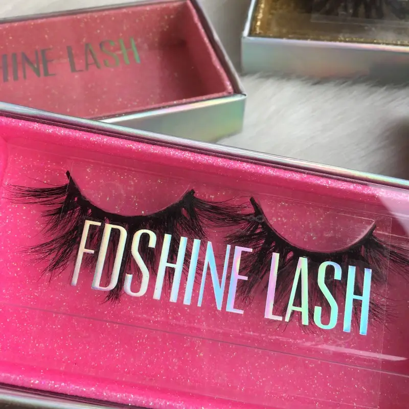 FDshine ขนตาปลอมขนาด25มม.,ขนตาปลอมทำจากขนมิงค์3D แผ่นสติกเกอร์ติดโลโก้ตามสั่ง